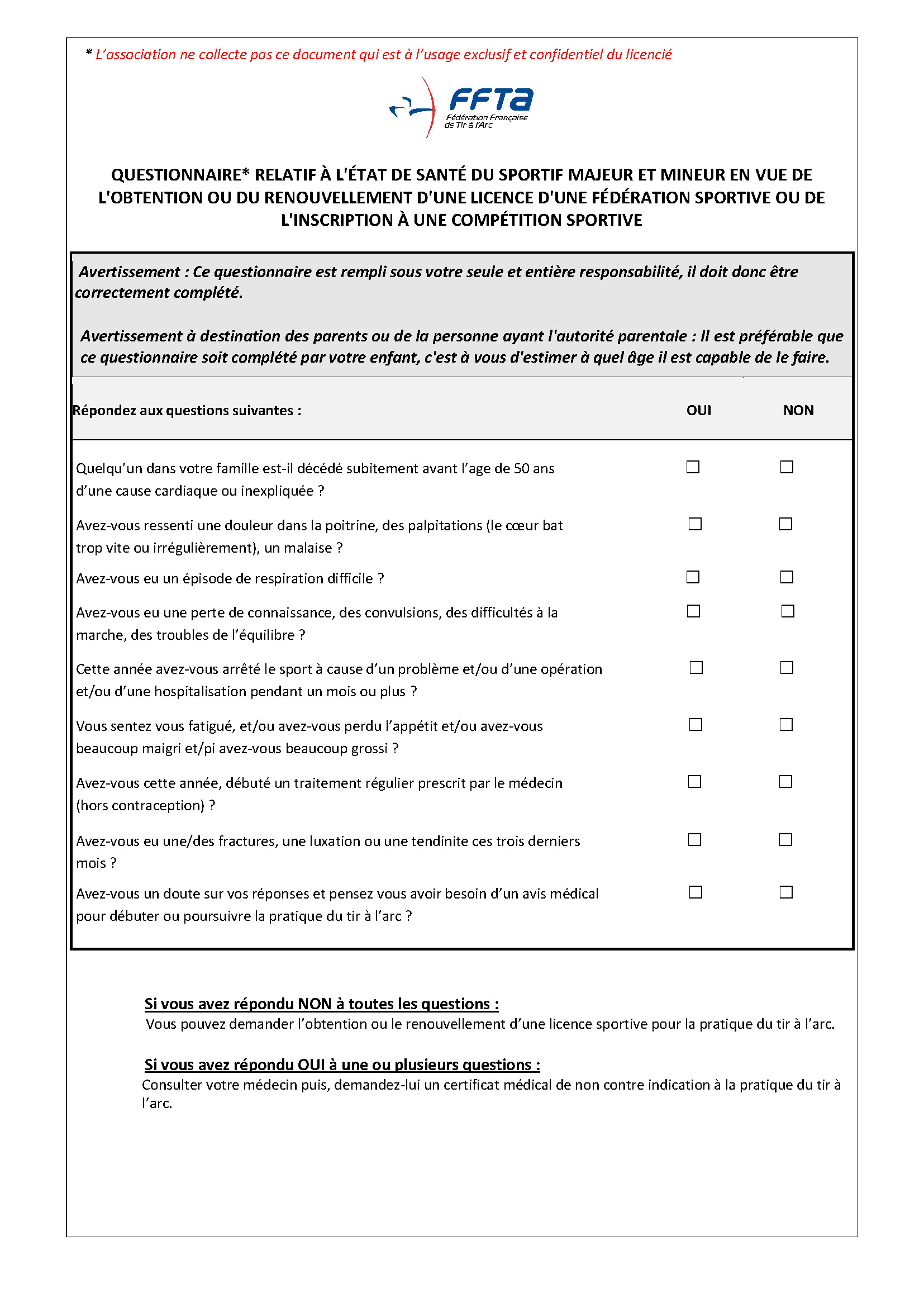 Questionnaire de sant&eacute;