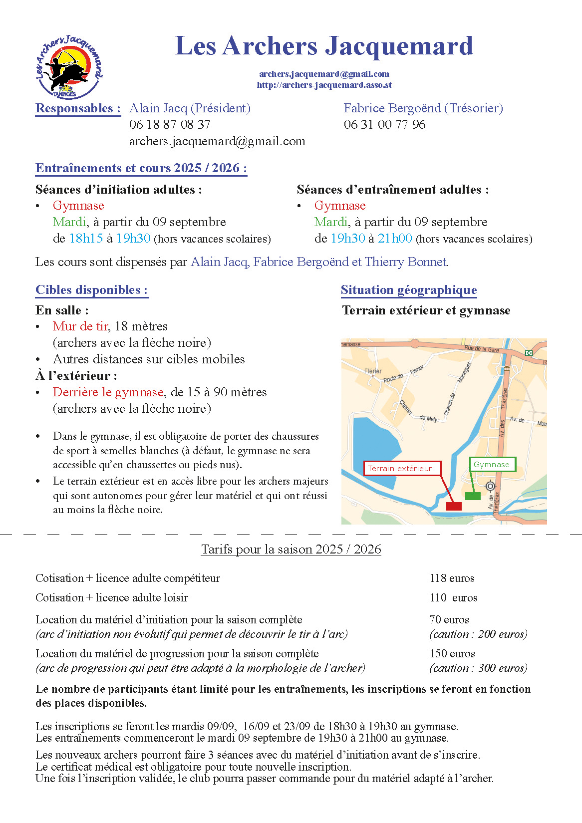 dossier d'inscription pour les adultes