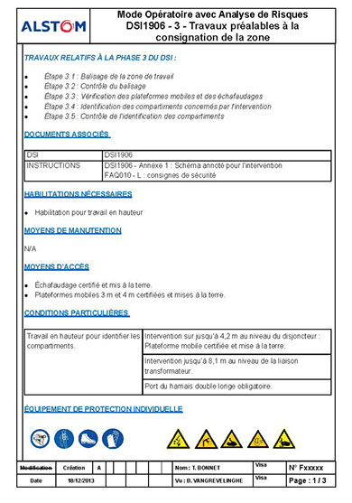 Mode opératoire avec analyse des risques